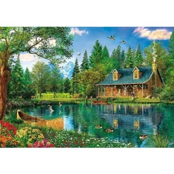 Cheap Appleone Jigsaw Puzzle 300-334 Dominic Davison Crystal Lake Cabin (300 Pieces)
