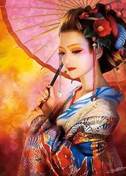 Best Appleone Jigsaw Puzzle 500-229 Fantasy Art Kimono Girl (500 Pieces)
