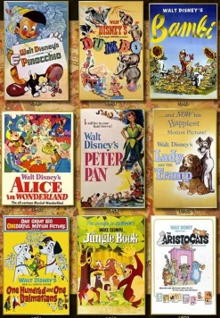 Tenyo D1000-064 Jigsaw Puzzle Disney Movie Poster Collection Disney Animations (1000 Pieces) Outlet